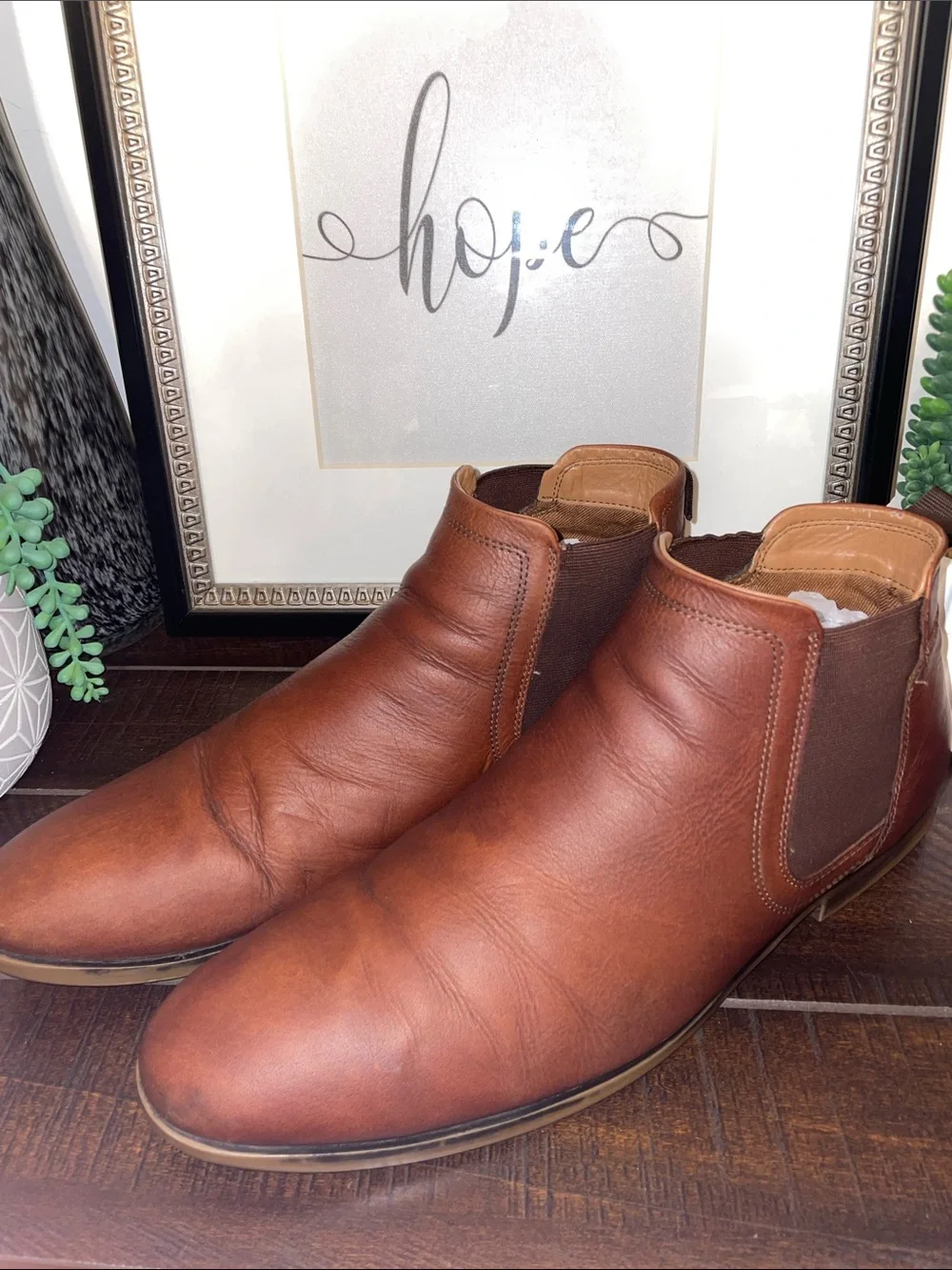 Crown Vintage Farid Men's Tan Leather Chukka Chelsea Boots Size 12